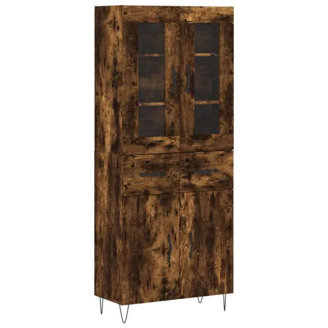 Buffet haut Chêne fumé 69,5x34x180 cm Bois d'ingénierie
