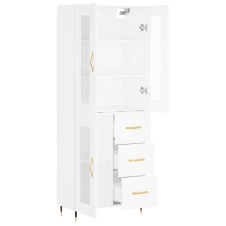 Buffet haut Blanc 69,5x34x180 cm Bois d'ingénierie