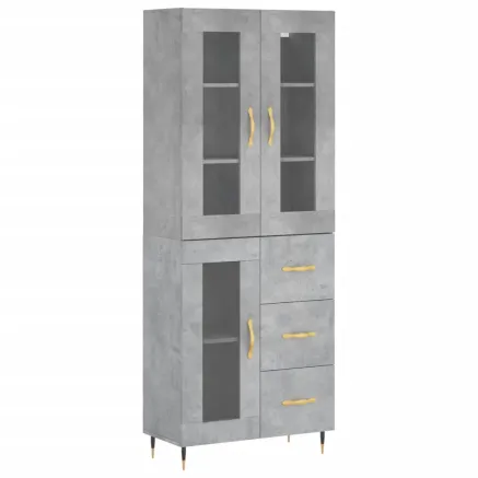 Buffet haut Gris béton 69,5x34x180 cm Bois d'ingénierie 2