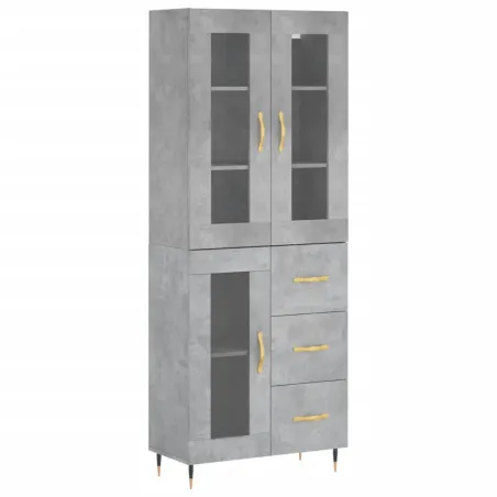 Buffet haut Gris béton 69,5x34x180 cm Bois d'ingénierie