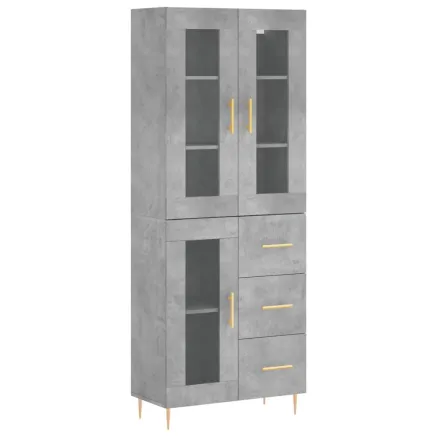 Buffet haut Gris béton 69,5x34x180 cm Bois d'ingénierie 2