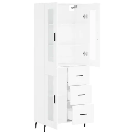 Buffet haut Blanc 69,5x34x180 cm Bois d'ingénierie