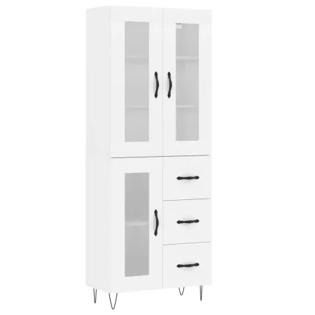 Buffet haut Blanc 69,5x34x180 cm Bois d'ingénierie