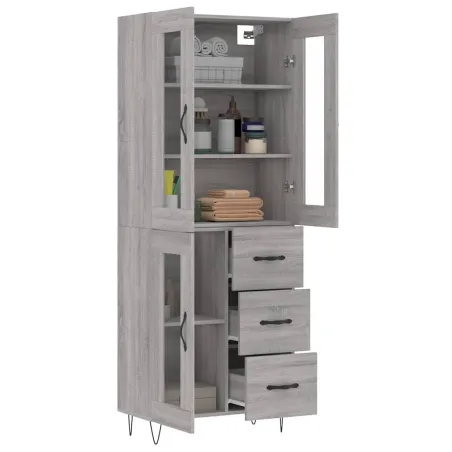 Buffet haut Sonoma gris 69,5x34x180 cm Bois d'ingénierie