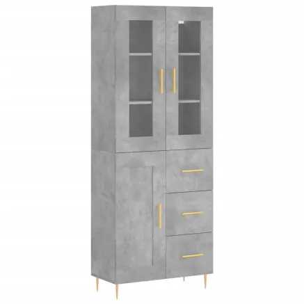 Buffet haut Gris béton 69,5x34x180 cm Bois d'ingénierie 2