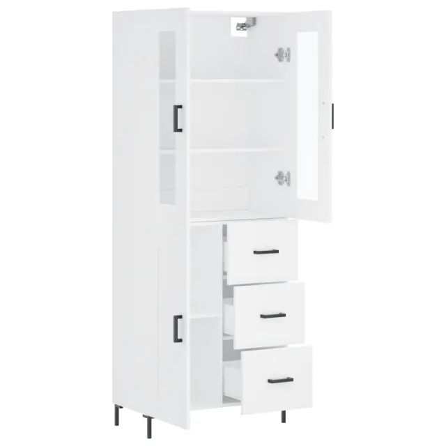 Buffet haut Blanc 69,5x34x180 cm Bois d'ingénierie