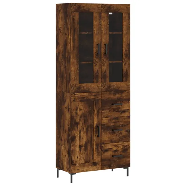Buffet haut Chêne fumé 69,5x34x180 cm Bois d'ingénierie