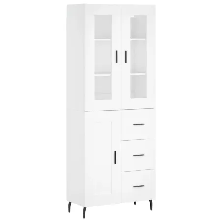 Buffet haut Blanc 69,5x34x180 cm Bois d'ingénierie