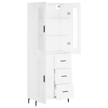 Buffet haut Blanc 69,5x34x180 cm Bois d'ingénierie