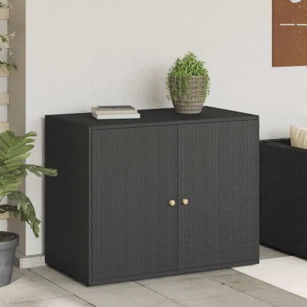 Armoire de rangement de jardin Noir 100x55,5x80 cm Résine tressée