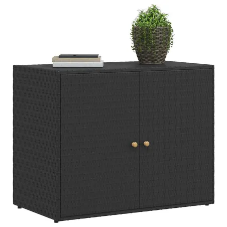 Armoire de rangement de jardin Noir 100x55,5x80 cm Résine tressée