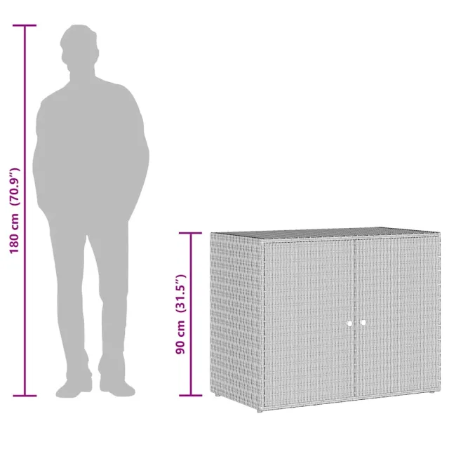 Armoire de rangement de jardin Noir 100x55,5x80 cm Résine tressée