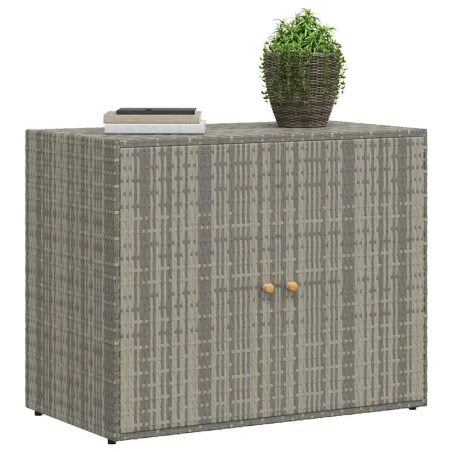 Armoire de rangement jardin Gris 100x55,5x80 cm Résine tressée