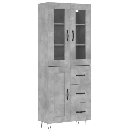 Buffet haut Gris béton 69,5x34x180 cm Bois d'ingénierie 2