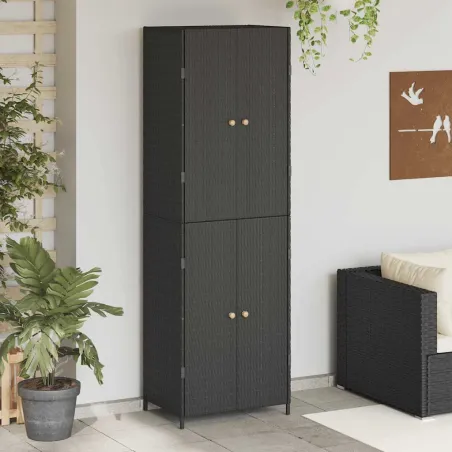 Armoire de rangement de jardin Noir 59x40x180 cm Résine tressée