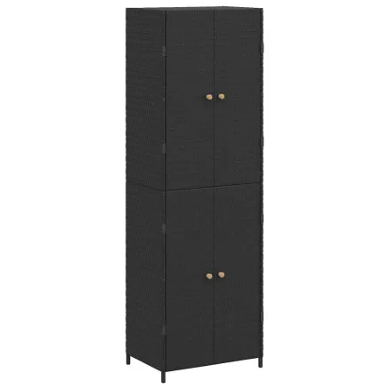 Armoire de rangement de jardin Noir 59x40x180 cm Résine tressée 2
