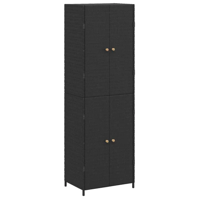 Armoire de rangement de jardin Noir 59x40x180 cm Résine tressée