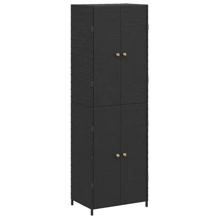 Armoire de rangement de jardin Noir 59x40x180 cm Résine tressée