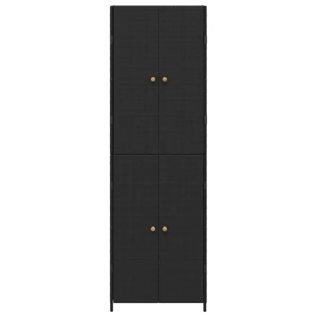 Armoire de rangement de jardin Noir 59x40x180 cm Résine tressée