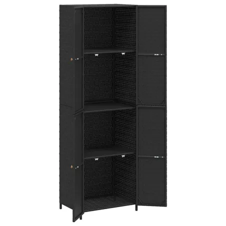 Armoire de rangement de jardin Noir 59x40x180 cm Résine tressée