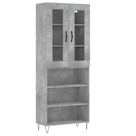Buffet haut Gris béton 69,5x34x180 cm Bois d'ingénierie 2