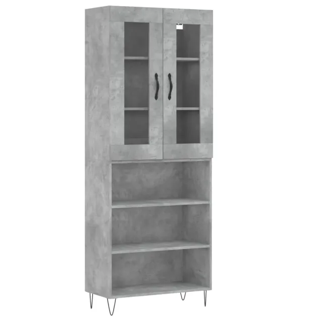 Buffet haut Gris béton 69,5x34x180 cm Bois d'ingénierie