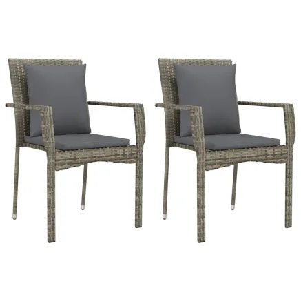 Chaises de jardin avec coussins lot de 2 Résine tressée Gris 2