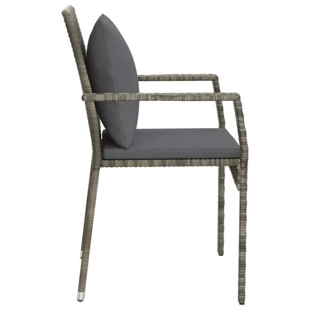Chaises de jardin avec coussins lot de 2 Résine tressée Gris