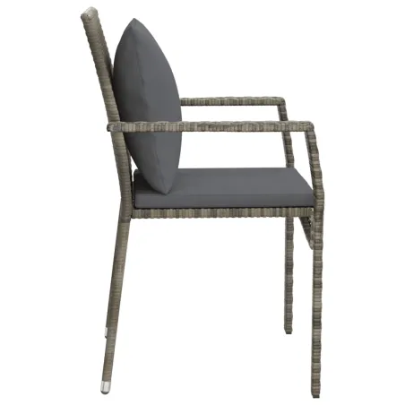 Chaises de jardin avec coussins lot de 2 Résine tressée Gris