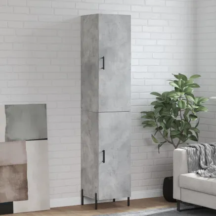 Buffet haut Gris béton 34,5x34x180 cm Bois d'ingénierie