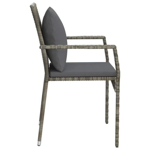 Chaises de jardin avec coussins lot de 4 Résine tressée Gris