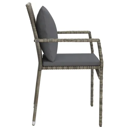 Chaises de jardin avec coussins lot de 4 Résine tressée Gris