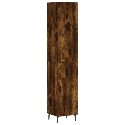 Buffet haut Chêne fumé 34,5x34x180 cm Bois d'ingénierie 2