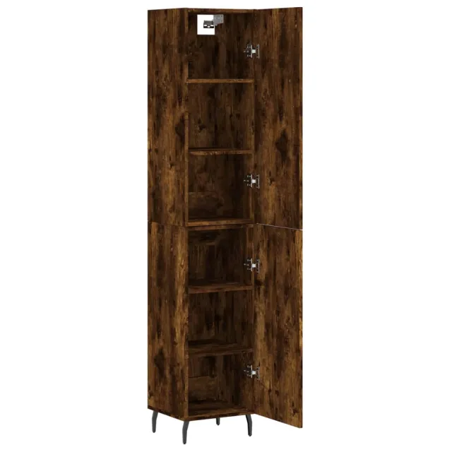 Buffet haut Chêne fumé 34,5x34x180 cm Bois d'ingénierie