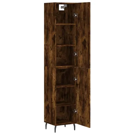 Buffet haut Chêne fumé 34,5x34x180 cm Bois d'ingénierie