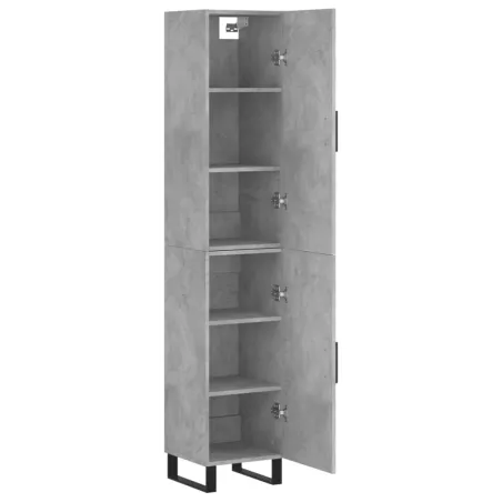 Buffet haut Gris béton 34,5x34x180 cm Bois d'ingénierie