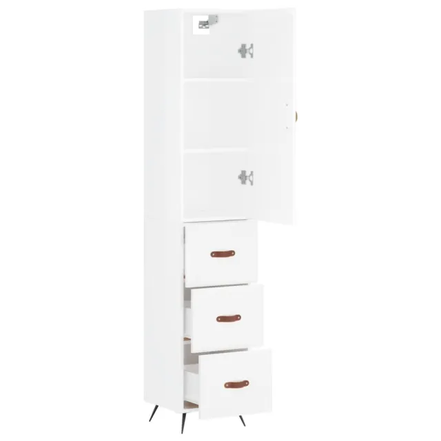Buffet haut Blanc brillant 34,5x34x180 cm Bois d'ingénierie