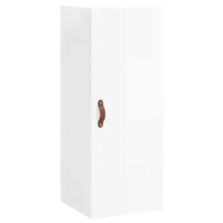 Buffet haut Blanc brillant 34,5x34x180 cm Bois d'ingénierie