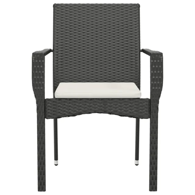 Chaises de jardin lot de 4 avec coussins Résine tressée Noir