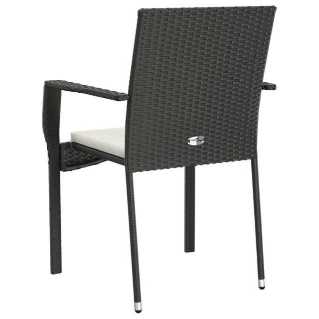 Chaises de jardin lot de 4 avec coussins Résine tressée Noir