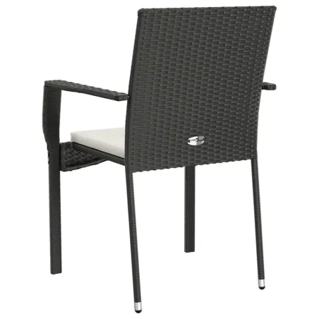 Chaises de jardin lot de 4 avec coussins Résine tressée Noir