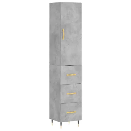 Buffet haut Gris béton 34,5x34x180 cm Bois d'ingénierie 2