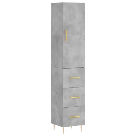 Buffet haut Gris béton 34,5x34x180 cm Bois d'ingénierie 2