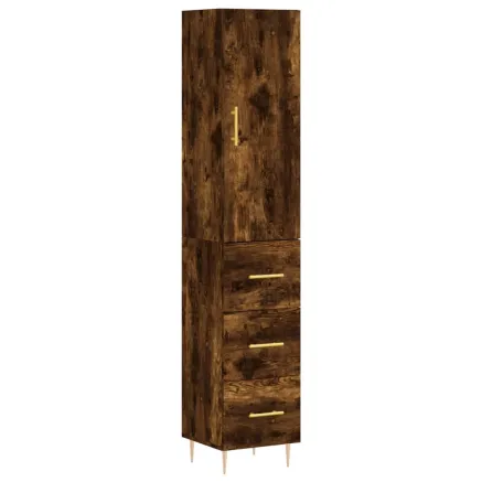 Buffet haut Chêne fumé 34,5x34x180 cm Bois d'ingénierie 2