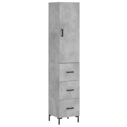 Buffet haut Gris béton 34,5x34x180 cm Bois d'ingénierie 2