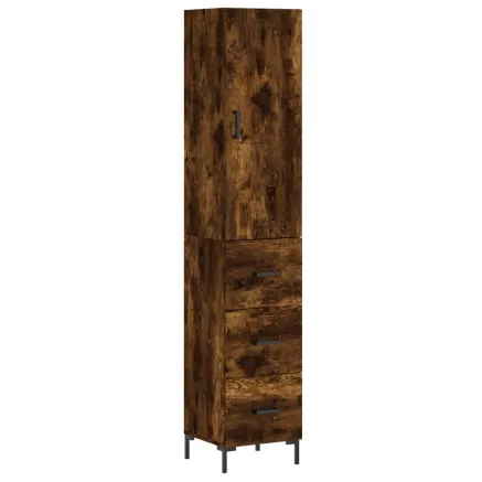 Buffet haut Chêne fumé 34,5x34x180 cm Bois d'ingénierie 2