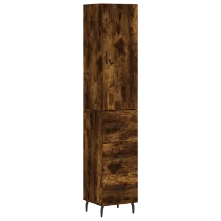 Buffet haut Chêne fumé 34,5x34x180 cm Bois d'ingénierie 2