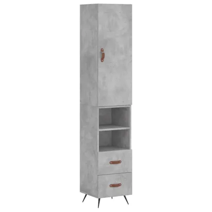 Buffet haut Gris béton 34,5x34x180 cm Bois d'ingénierie 2