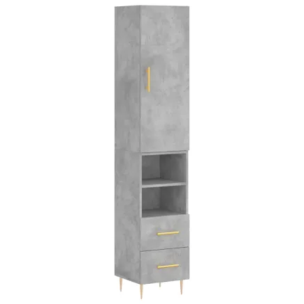 Buffet haut Gris béton 34,5x34x180 cm Bois d'ingénierie 2