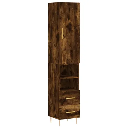Buffet haut Chêne fumé 34,5x34x180 cm Bois d'ingénierie 2